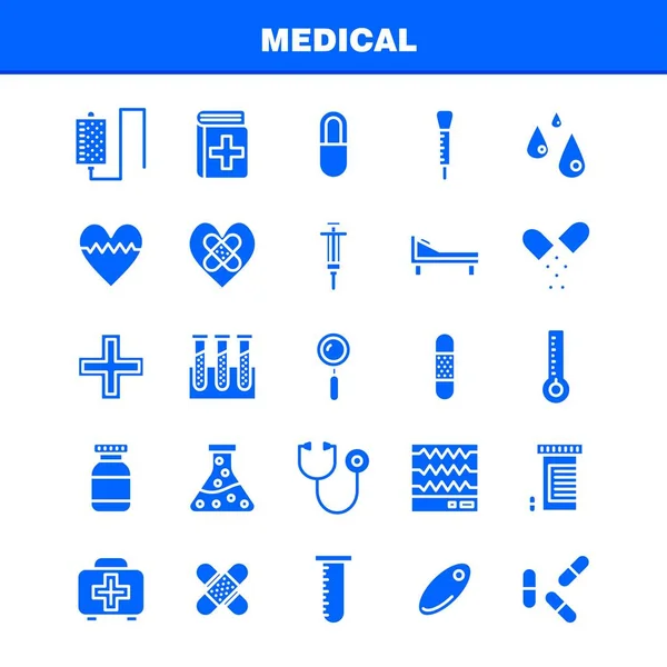 适用于设计师和开发人员的医用固体字形图标包 健康图标 医疗保健 心脏破碎 — 图库矢量图片