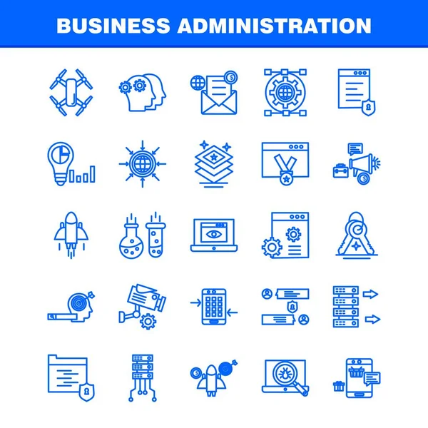 Business Administration Line Icons Set Infografica Mobile Kit Design Stampa — Vettoriale Stock