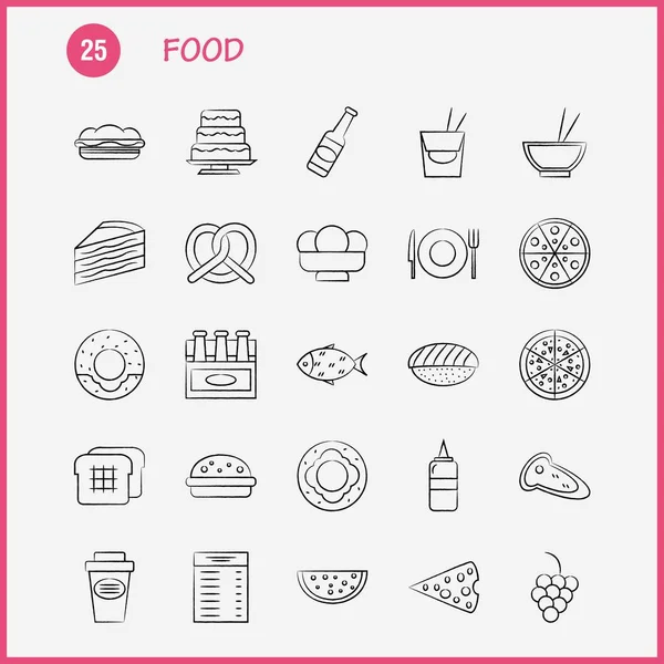 Icona Food Hand Drawn Web Stampa Mobile Kit Come Esempio — Vettoriale Stock