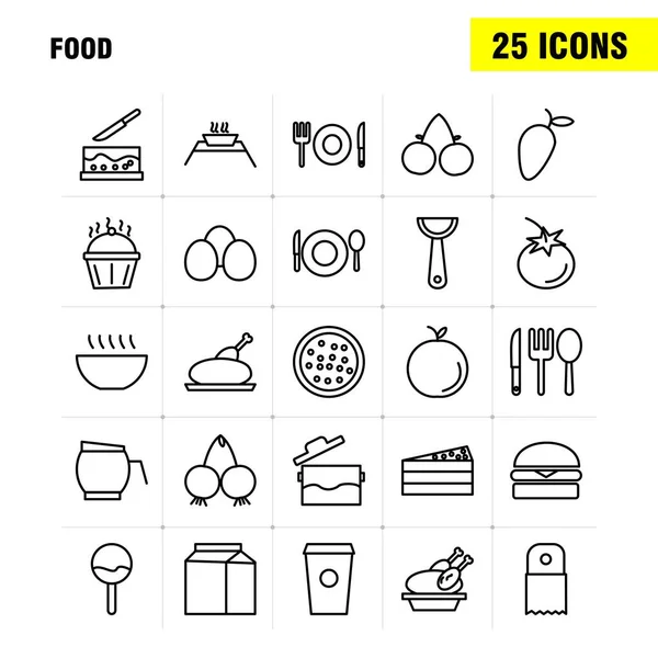 Set Iconos Línea Alimentos Para Infografías Kit Móvil Diseño Impresión — Vector de stock