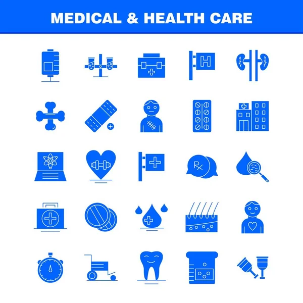 Medical Health Care Solid Glyph Icon Web Print Mobile Kit - Stok Vektor