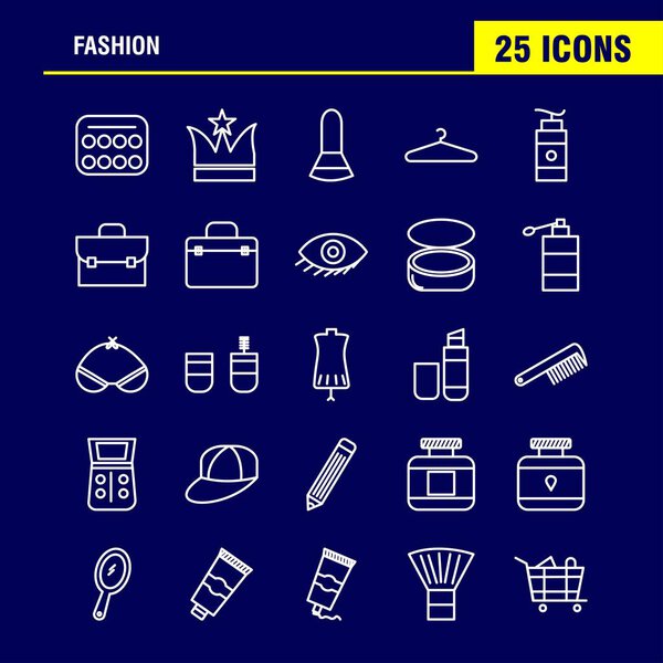 Fashion Line Icons Set For Infographics, Mobile UX/UI Kit And Print Design. Include: Coat, Garments, Cloths, Dress, Coat, Garments, Cloths, Dress, Collection Modern Infographic Logo and Pictogram. - Vector