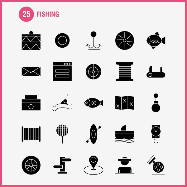 Fishing solides Glyph-Icon-Pack für Designer und Entwickler. Symbol — Stockvektor