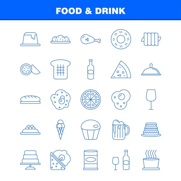 Web 打印和移动 套件的食品和饮料线图标 猕猴桃 面包店 象形文字包 — 图库矢量图片