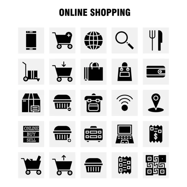 Shopping Solides Glyph Icon Pack Für Designer Und Entwickler Symbole — Stockvektor