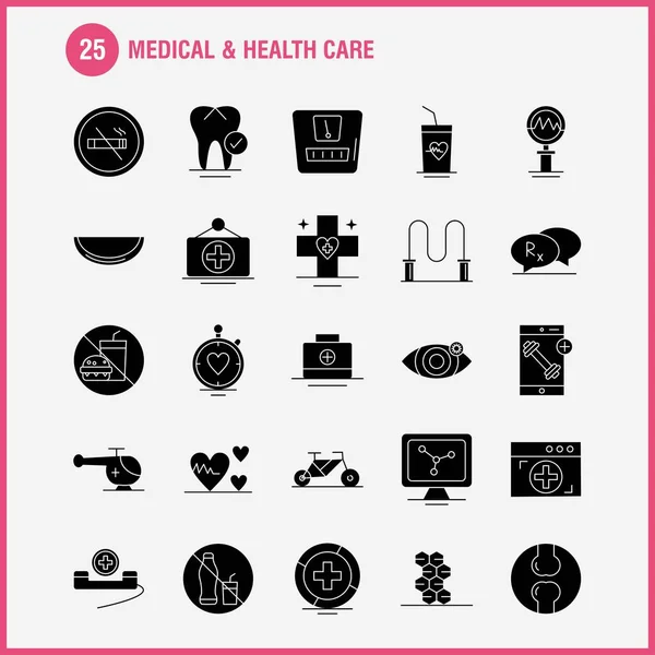 Ιατρική και υγειονομική περίθαλψη στερεά γλύφου εικονίδιο για εκτύπωση, Web και Mobi — Διανυσματικό Αρχείο
