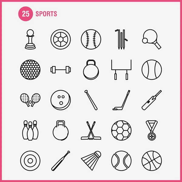 Набір Піктограм Спортивної Лінії Інфографіки Мобільний Набір Дизайн Друку Включення — стоковий вектор