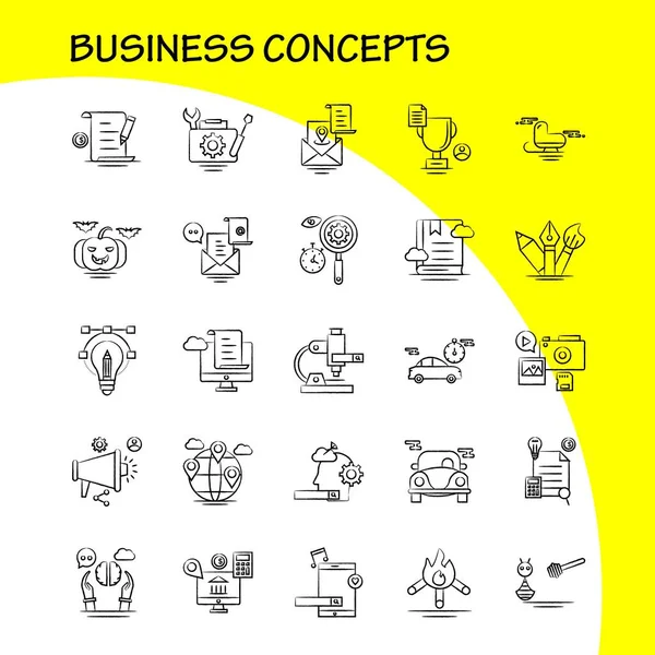 Concepts Affaires Icônes Dessinées Main Pour Infographie Kit Mobile Conception — Image vectorielle