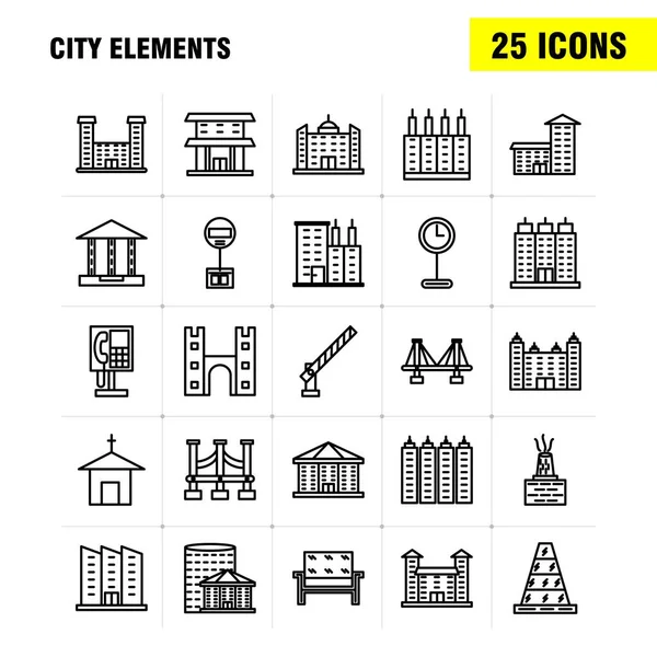 Şehir öğeleri satır Icons Set Infographics, mobil Ux/UI için Kit ve baskı tasarımı. Şunları içerir: Araba, araç, seyahat, ulaşım, Çeşme, su duş, şehir, Eps 10 - vektör