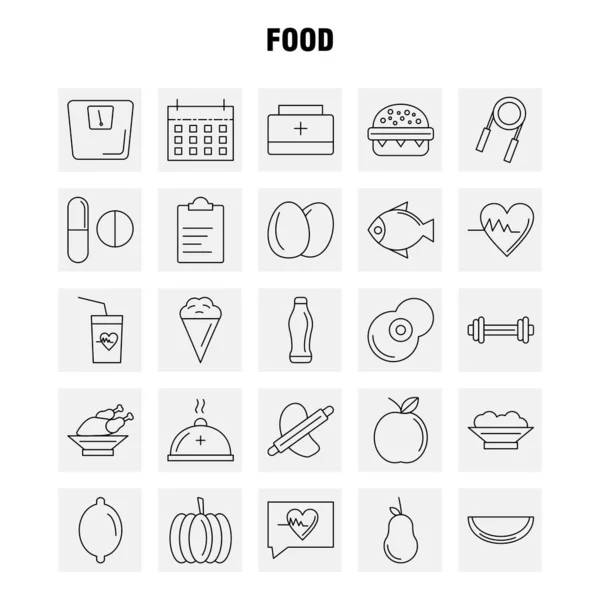 Icono Línea Alimentos Para Web Impresión Móvil Kit Tales Como — Vector de stock