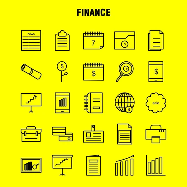 Conjunto Ícones Linha Financiamento Para Infográficos Kit Móvel Design Impressão — Vetor de Stock