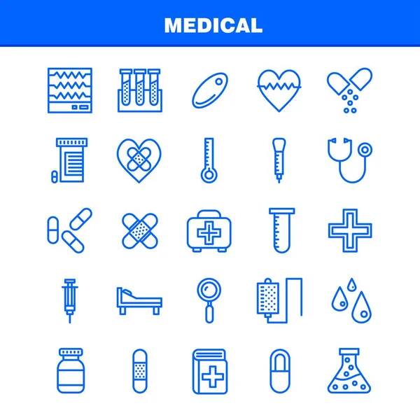 Linia Medyczna Icon Pack Dla Projektantów Programistów Ikony Zdrowia Opieki — Wektor stockowy