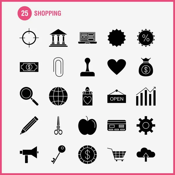 Shopping Solide Glyph Symbol Für Web Print Und Mobile Kit — Stockvektor
