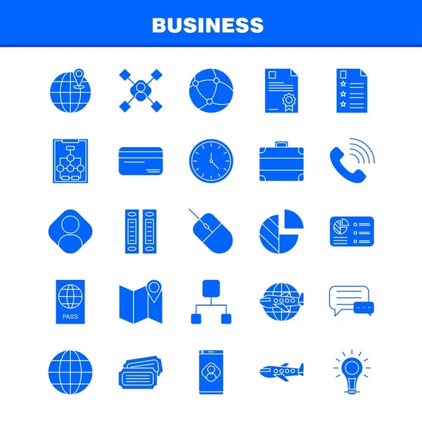 Business Solide Glyphen Symbole Für Infografik Mobiles Kit Und Print — Stockvektor