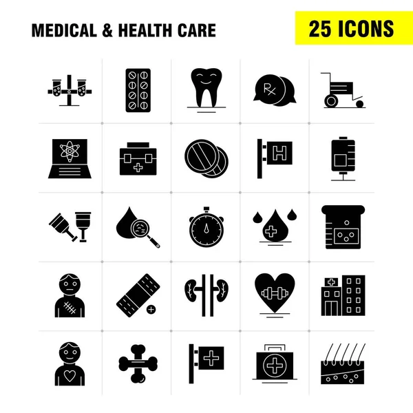 Medical Health Care Solid Glyph Icon Para Web Print Mobile —  Vetores de Stock