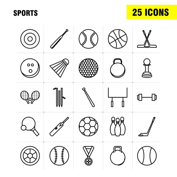 Set Icone Della Linea Sportiva Infografica Kit Mobile Design Stampa — Vettoriale Stock