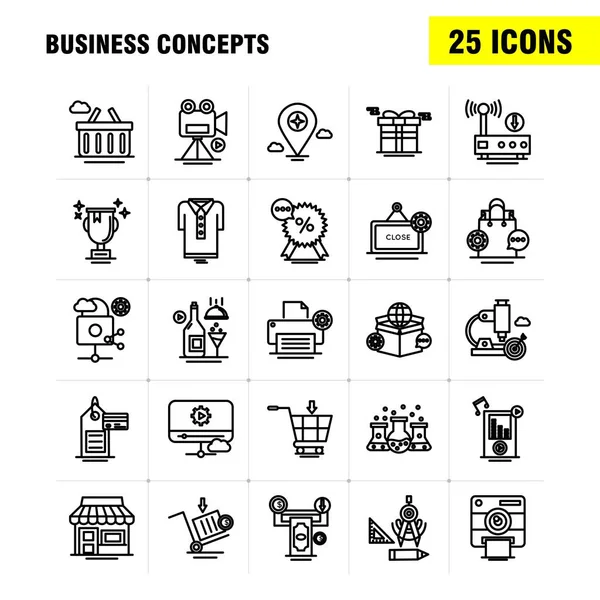 Iconos Línea Los Conceptos Del Negocio Fijados Para Las Infografías — Archivo Imágenes Vectoriales