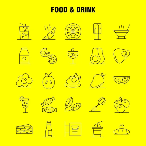 Essen Und Trinken Linie Symbole Set Für Infografiken Mobile Kit — Stockvektor