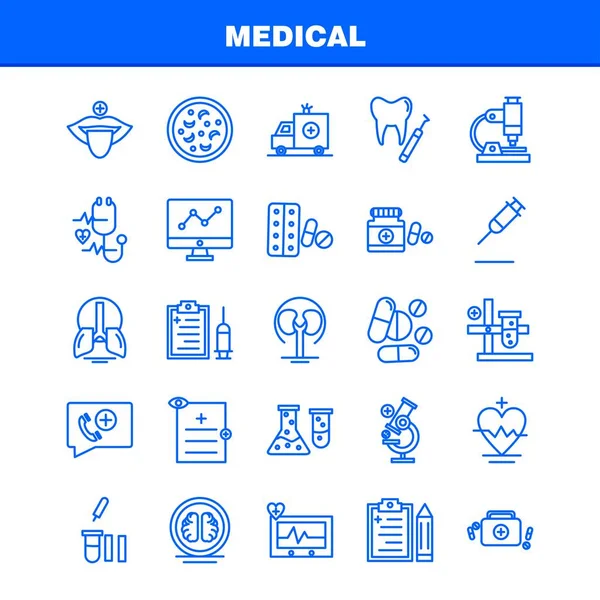 Conjunto Ícones Linha Médica Para Infográficos Kit Móvel Design Impressão —  Vetores de Stock