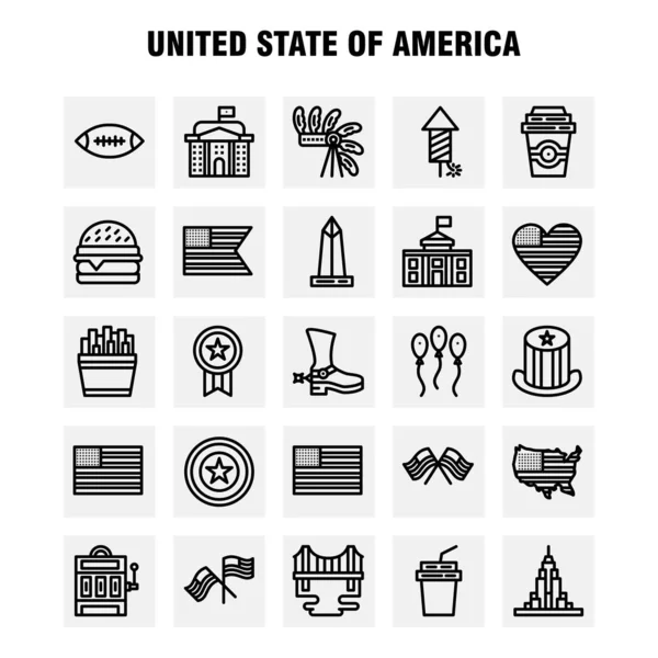 Usa Line Icon Pack Para Designers Desenvolvedores Ícones Celebração Fogos —  Vetores de Stock