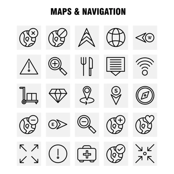 Mapas Linha Navegação Icon Pack Para Designers Desenvolvedores Ícones Comida — Vetor de Stock