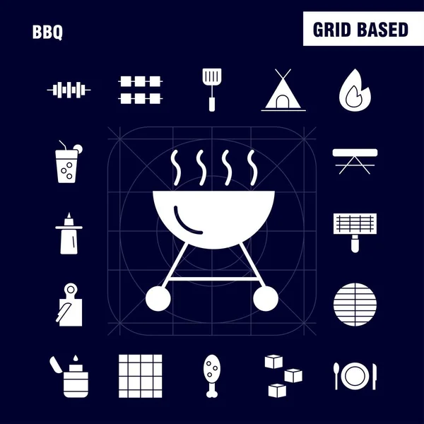 Bbq Solid Glifów Icon Pack Dla Projektantów Programistów Ikony Grilla — Wektor stockowy