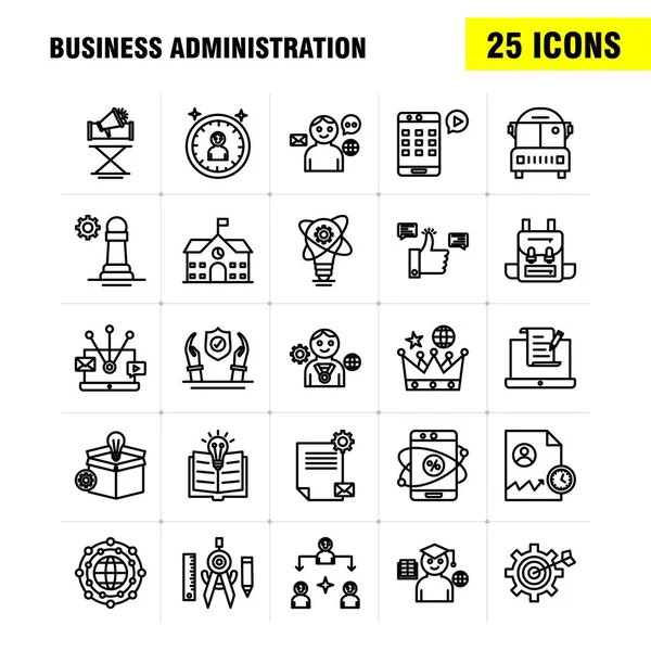 Juego Iconos Línea Administración Empresas Para Infografías Kit Móvil Diseño — Archivo Imágenes Vectoriales