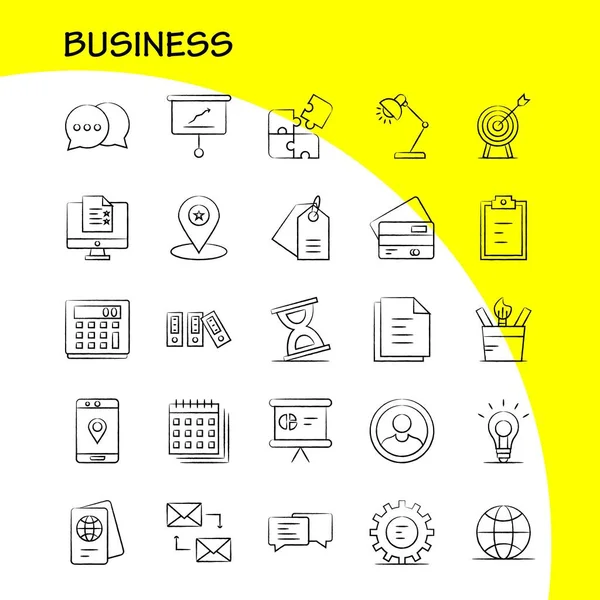 Ícone Desenhado Mão Negócios Para Web Print Mobile Kit Tais —  Vetores de Stock