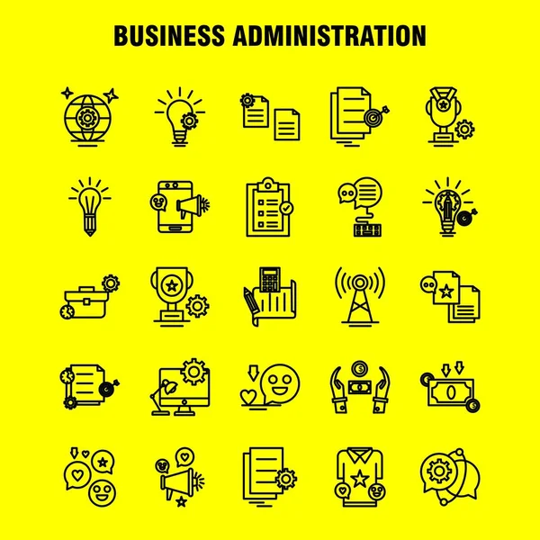 Business Administration Line Icons Set Infografica Mobile Kit Design Stampa — Vettoriale Stock