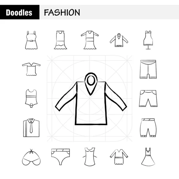 Conjunto Ícones Desenhados Mão Moda Para Infográficos Kit Móvel Design —  Vetores de Stock