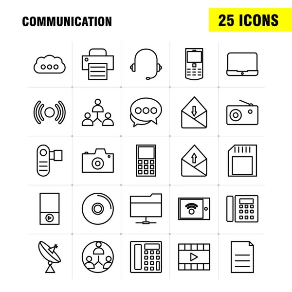 Communicatie Lijn Icons Set Voor Infographics Mobiele Kit Print Design — Stockvector