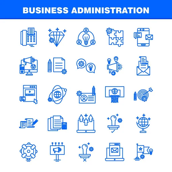 Business Administration Line Icons Set Infografica Mobile Kit Design Stampa — Vettoriale Stock