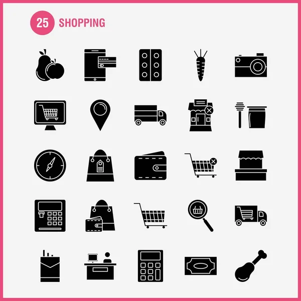 Shopping Solide Glyph Symbol Für Web Print Und Mobile Kit — Stockvektor