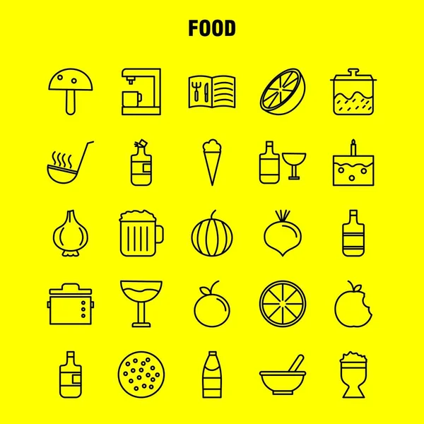 Zestaw Ikon Linii Jedzenia Dla Infografiki Mobilnych Kit Projektowania Druku — Wektor stockowy