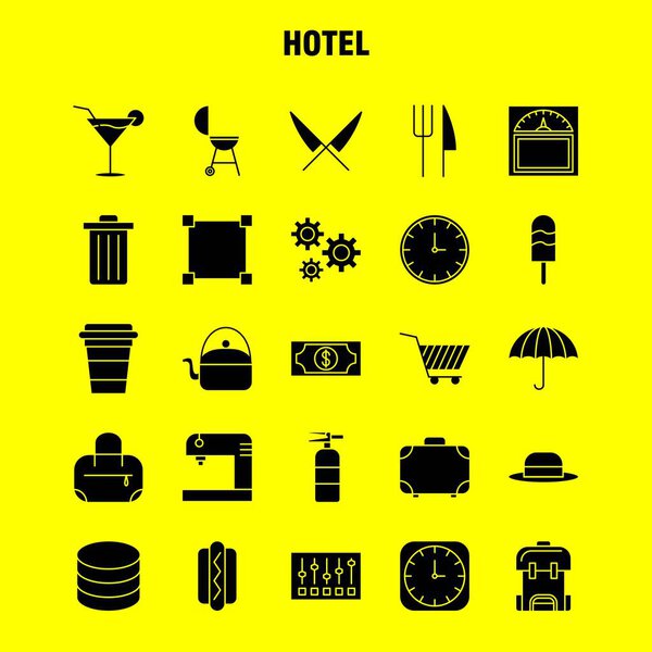 Hotel Solid Glyph Icon for Web, Print and Mobile UX/UI Kit. Such as: Clock, Optimization, Time, Time Optimization, Weight Machine, Scale, Pictogram Pack. - Vector