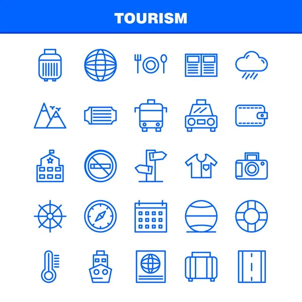 Tourism Line Icon Pack Designers Developers Иконы Природы Термометр Погода — стоковый вектор