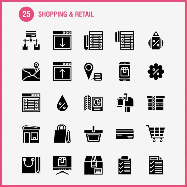 Shopping Solides Glyph Icon Pack Für Designer Und Entwickler Icons — Stockvektor