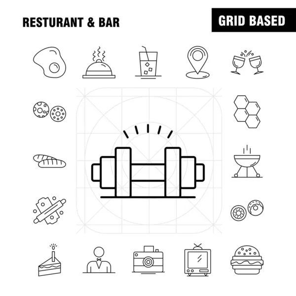Icono Línea Restaurante Bar Para Web Impresión Móvil Kit Tales — Vector de stock
