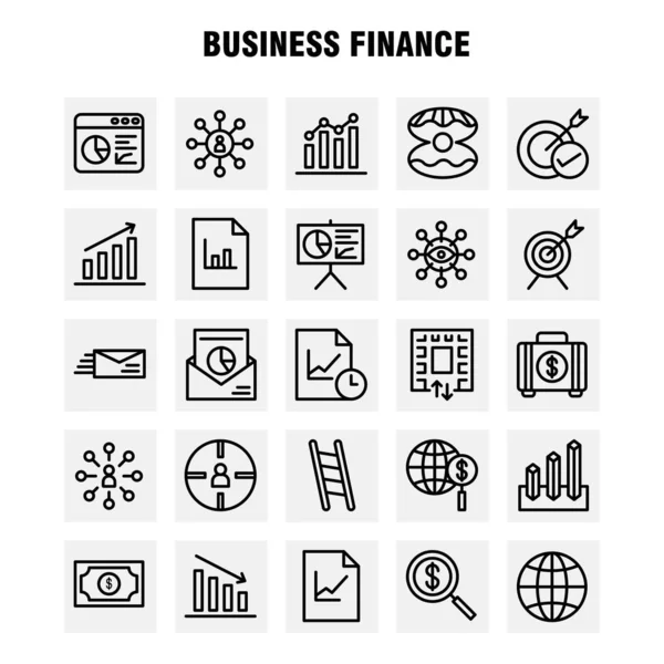 Business Finance Line Icon Pack Para Designers Desenvolvedores Ícones Saco — Vetor de Stock