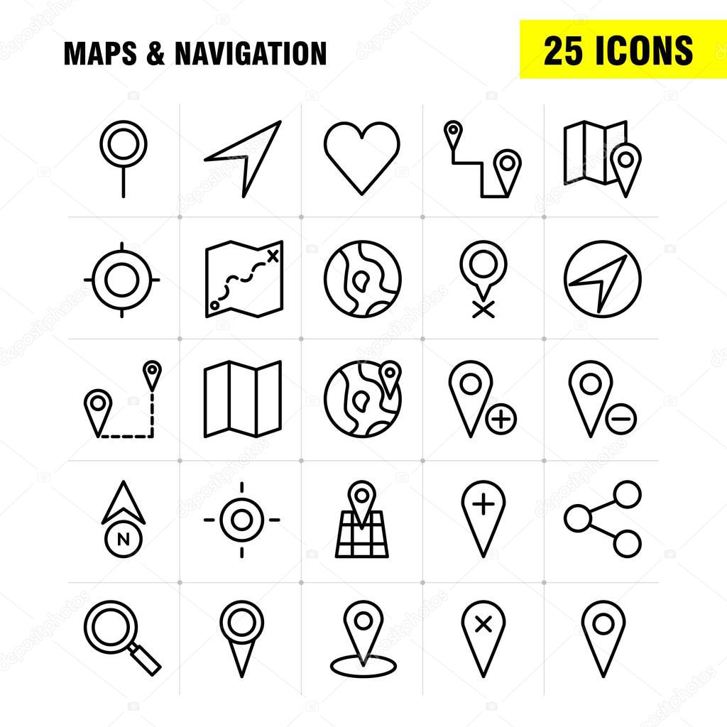 Maps And Navigation Line Icon Pack For Designers And Developers.