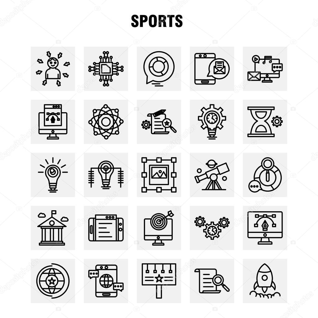 Business Administration Line Icons Set For Infographics, Mobile UX/UI Kit And Print Design. Include: Document, File, Text, Pencil, Globe, World Globe, Global, Eps 10 - Vector
