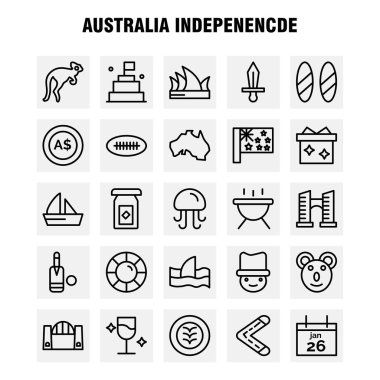 Avustralya bağımsızlık satır Icon Pack için tasarımcılar ve geliştiriciler. Hayvan, denizanası, deniz, deniz ürünleri, simgeleri baş güvenlik, sigorta, koruma, vektör