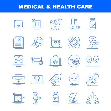 Tıbbi ve sağlık satırı simgesi Web, baskı ve mobil Ux/UI için Kit. Gibi: hastane, yatak, sağlık, hasta yatağı, hastane, yönetim kurulu, tıp, piktogram paketi. -Vektör