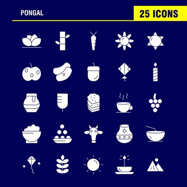 Pongal katı glif Icon Pack için tasarımcılar ve geliştiriciler. Çiçek, bitkisel, Lily, Lotus, Spa, bambu, güzellik, Spa, simgelerin vektör