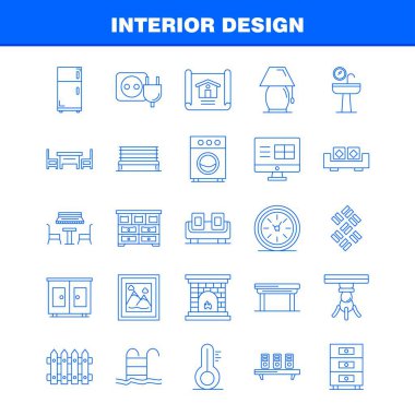 İç tasarım hat simgelerini belirlemek için Infographics, mobil Ux/UI Kit ve baskı tasarımı. Şunları içerir: Tıp, dosya, belge, tablo, bide, mobilya, su, ayna, Eps 10 - vektör