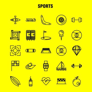 Spor çizgi Icons Set Infographics, mobil Ux/UI için Kit ve baskı tasarımı. Şunları içerir: Tekerlek, Araba, araç, seyahat, bayrak, spor bayrak, bayrak, Eps 10 - vektör
