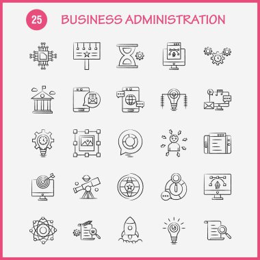 İşletme el çekilmiş Icons Set için Infographics, mobil Ux/UI Kit ve baskı tasarımı. Şunları içerir: Göz, göz, odak, hedef, kimyasal bağ, kimyasal, Eps 10 - vektör