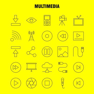 Multimedya satırı simgesi Web, baskı ve mobil Ux/UI için Kit. Gibi: medya, mikrofon, mikrofon, ses, denetim, hızlı, ileri, medya, piktogram paketi. -Vektör