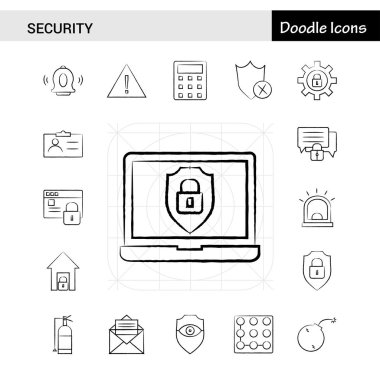 17 güvenlik el çekilmiş Icon set set