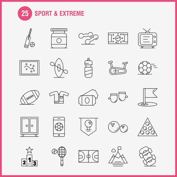 Sport Extreme Line Icons Set Infografica Mobile Kit Design Stampa — Vettoriale Stock